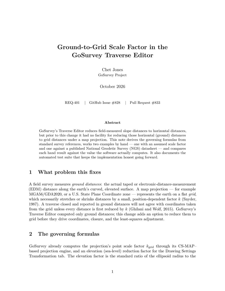 First page of the Ground-to-Grid Scale Factor white paper